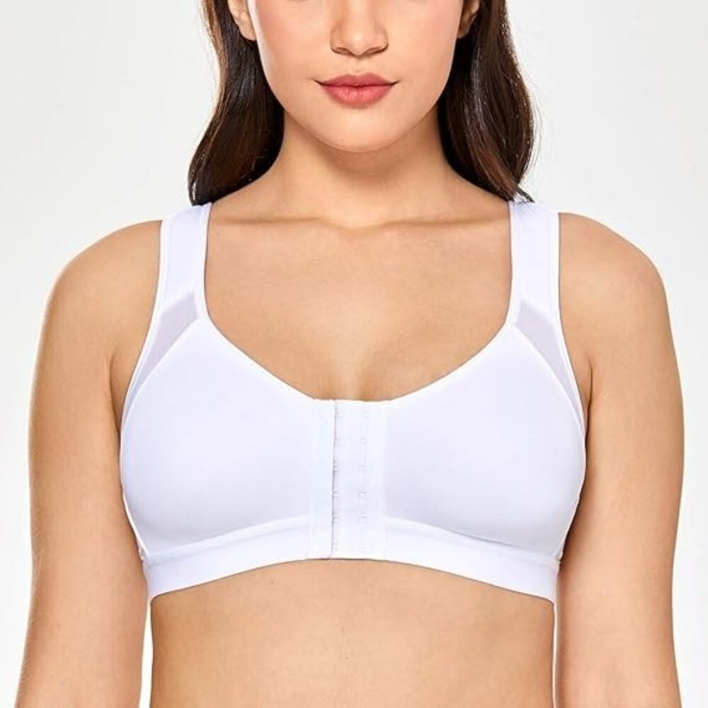 DELIMIRA Full Coverage Front Closure Bra Wire Free Back Support Posture 36E